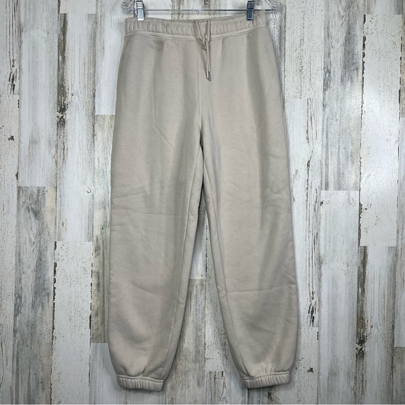 Abercrombie & Fitch Jogger Pants Women Size Medium Neutral Cream Cozy Loungewear - Picture 1 of 11